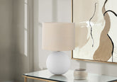 Lighting, 16"h, Table Lamp, Cream Shade, Cream Ceramic, Contemporary