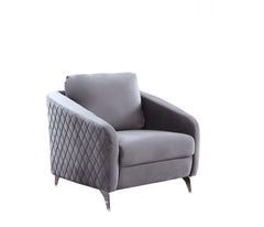 Livia 36"W Gray Velvet Modern Chic Accent Armchair