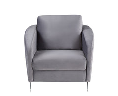 Livia 36"W Gray Velvet Modern Chic Accent Armchair