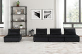 Aveline 120"W Black Velvet 4 Pc Modular Sofa