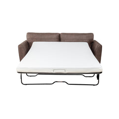 2-Seater Convertible Sofa Bed - Faux Leather, Wooden Frame, Mid-Century Style (Living Room)