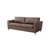 2-Seater Convertible Sofa Bed - Faux Leather, Wooden Frame, Mid-Century Style (Living Room)