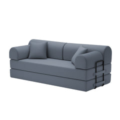 Convertible Sleeper Sofa Bed with Cylindrical Pillow, Corduroy Folding Mattress Couch with Fixed-Shape Frame, Floor Sofa Lounge Couch for Living Room Bedroom(Dark gray)