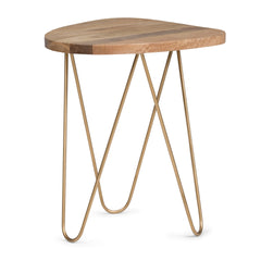 Patrice - Metal and Wood Accent Table - Natural / Gold