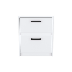 Trivor 2 Drawers Nightstand , End Table, Side Table Metal Handles -White