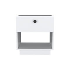 Paris 1 Drawer Nightstand , End Table, Side Table Open Lower Shelf -White