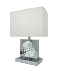 1pc Luxury Crystal Accent Table Lamp Nickel Led Light Touch Lamp Rectangular Shade Chrome Color Finish