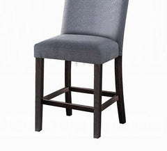 Counter Height Chairs Set of 2, Gray Fabric Upholstered Wooden Footrest Contemporary Dining Furniture Padded Seat Back