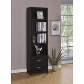 Cappuccino Media Tower with Shelf and Drawer