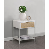 Duncan White 1-drawer Radio Weave Cane Metal Bedside Table