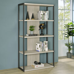 Loomis Whitewashed Grey 4-Shelf Bookshelf