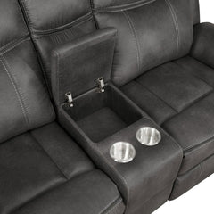 Franklin Charcoal Upholstered Padded Arm Reclining Loveseat