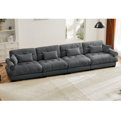Super Comfort Oversized Modular Velvet Sectional Sofa Couch with Ergonomic Bolstered Armrests, Deep Seat Cloud Couch with Ergonomic Design for Application in Living Room and Lounge