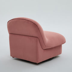 Swivel Accent Chair, 360-degree Metal Base with Velvet Fabric Upholstery, Comfy Pumpkin-Shaped Swivel Chair for Living Room, Bedroom, or Office