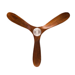 52" Solid Wood Ceiling Fan, Outdoor, 3 Blade, No Light, Walnut, for Patio Living Room Bedroom Porch, Remote Control, Water Resistant