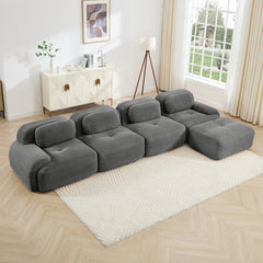 4-seat L-shaped sofa 32D high-resilience sponge anti-slip design chaise design extra-wide curved armrests multi-free combination no assembly for studies living rooms media rooms,Grey