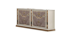Omari Modern Style 4 Pc Queen Upholstered Bedroom Set Made with Wood and Gold Accents in Beige (NJ Inventory)