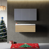 36'' Floating Bathroom Vanity with Sink Wall-Mounted Striped Bathroom Storage Cabinet with Soft-Close Drawer Glossy White Solid Surface Basin, Fully Assembled Natural Oak GF-24V16-36NOW-W1573P265197