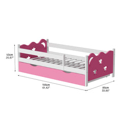 Kid's Bed Frame with star and moon decorate, Wood and bamboo Frames for Toddler Girls , 8 Slats Support, No Box Spring Needed, Easy Assembly