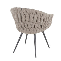 Braided Matisse Contemporary Chair in Black Metal with Grey Faux Leather and Grey Fabric by LumiSource