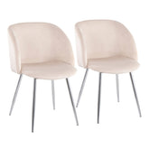Fran Contemporary Chair in Chrome and Cream Velvet by LumiSource - Set of 2