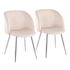 Fran Contemporary Chair in Chrome and Cream Velvet by LumiSource - Set of 2