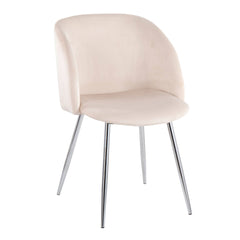 Fran Contemporary Chair in Chrome and Cream Velvet by LumiSource - Set of 2
