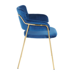 Napoli Contemporary Chair in Gold Metal and Blue Velvet by LumiSource - Set of 2