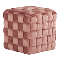 Square Braided 16" Ottoman in Blush Pink Velvet by LumiSource