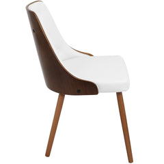 Gianna Mid-Century Modern Dining/Accent Chair in Walnut with White Faux Leather by LumiSource