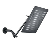 10" Square Rainfall & High Pressure Stainless Steel Bath Shower head Matte Black