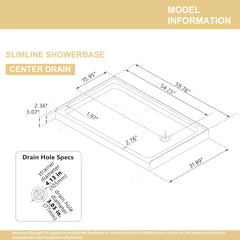 32" x 60" Shower Base Shower pan white Right Drain