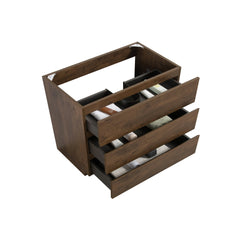 Alice-36F-105,Floor cabinet WITHOUT basin, Walnut color, With three drawers, Pre-assembled