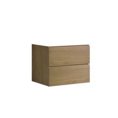 Alice24-106, Wall mount cabinet without basin, Natural oak color, with two drawers, Pre-assembled