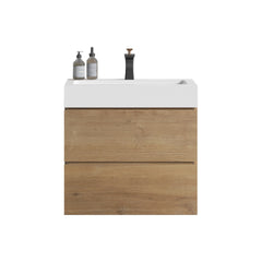 U040-Alice24-106 Alice 24" Natural Oak Bathroom Vanity with Sink, Large Storage Wall Mounted Floating Bathroom Vanity for Modern Bathroom, Pre-assembled