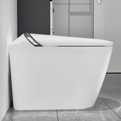 Elongated Smart Toilet with Bidet Built In,Tankless Design For Bathroom, Auto Open/Close Seat, Foot Kick, LED Display,Night Light, Warm Water & Dryer,White