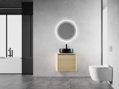 24'' Wall-Mounted Bathroom Vanity With Ceramic Art Sink & 1-Soft-Close Door, KD-Packing, Plywood
