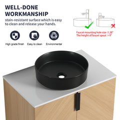 30" Bathroom Vanity With Top Ceramic Art Sink and Artificial Stone Slab, 2-Soft Close Door, Wall-Mounted Mounting Design, Plywood (KD-Packing)
