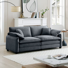 Warm and Cozy Living Room Sofa with 4 Pillows Upholstered Large Deep Seat 2 Seater Sofa for Living Room,Grey Corduroy