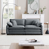 Warm and Cozy Living Room Sofa with 4 Pillows Upholstered Large Deep Seat 2 Seater Sofa for Living Room,Grey Corduroy