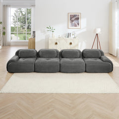 4-seat sofa soft corduroy fabric 32D high-resilience sponge pet-friendly ergonomic design full compression vacuum packaging free combination no assembly for bedrooms studies,Grey