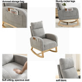 Welike 27.6"W Modern Accent High Backrest Living Room Lounge Arm Rocking Chair, Two Side Pocket(W83453336)