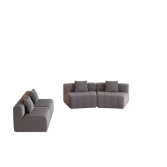 Chenille curved sectional sofa with 4 pillows,Curved Symmetrical Modular Sofa Sectional ,Two curved seats and two single seats,Two curved seats and two single seats