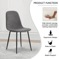 Comfortable Linen-Cotton Dining Chair Set - Six Pieces in Dark Gray.Integrated Seat and Backrest,Linen-Cotton Material,Modern Home Matching.W1151124300