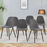 Comfortable Linen-Cotton Dining Chair Set - Six Pieces in Dark Gray.Integrated Seat and Backrest,Linen-Cotton Material,Modern Home Matching.W1151124300