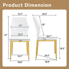 Set of 6 Gold - and - White Dining Chairs, 37 inches High: Ergonomic PU Backrest, Combines Comfort and Style.Perfectly blends comfort and elegance, Injecting more comfort and style into dining time.