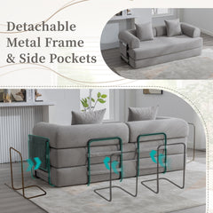 UNITED WE WIN Foldable and compressible sofa, featuring a sturdy metal frame, It allows you to freely create a personalized leisure area. A combination of modern metal and fabric for Small Spaces