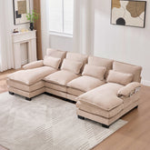 UNITED WE WIN U Shaped Cloud Couch, 110" Chenille Comfy 4 Seat Sectional Couches for Living Room, Modular Sofa Sleeper with Double Chaise & Memory Foam for Apartment