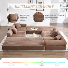 UNITED WE WIN convertible folding sofa bed, with fixed frame and pillow back handrail, cloud corduroy folding mattress sofa, folding memory foam bed in living room/dormitory/guest room/home office/apt