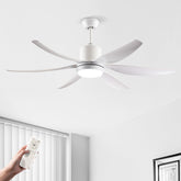 6 PCS ABS Blades 56 Ceiling Fan With Light Kit 3 Color LED Light Source, DC 6 Speed ,Remote Control Ceiling Fan for Patio Living Room, Bedroom, Office,Indoor.(( White )